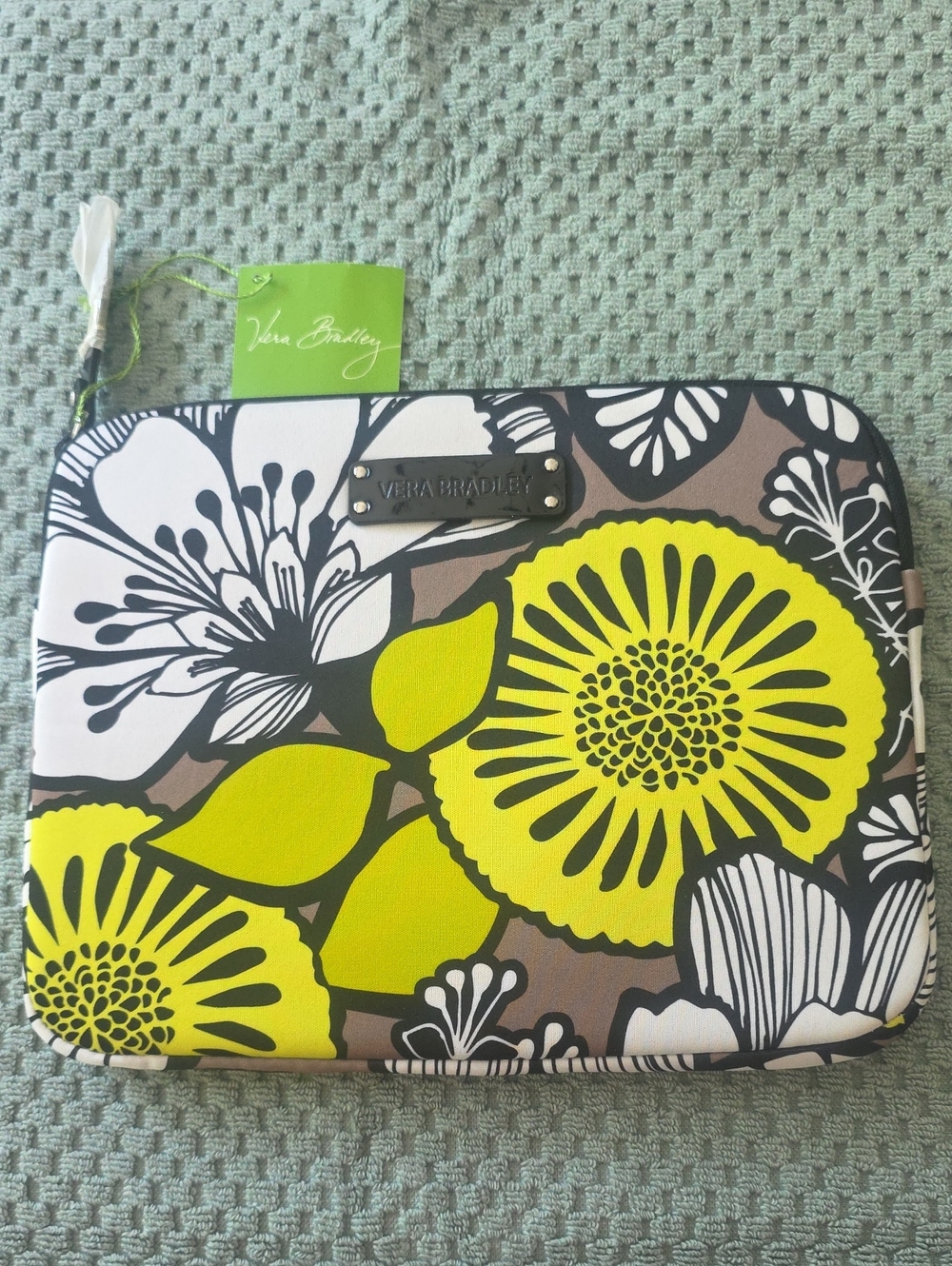 Vera Bradley Citron Pattern (yellow, black, white) Floral Tablet Sleeve.  New